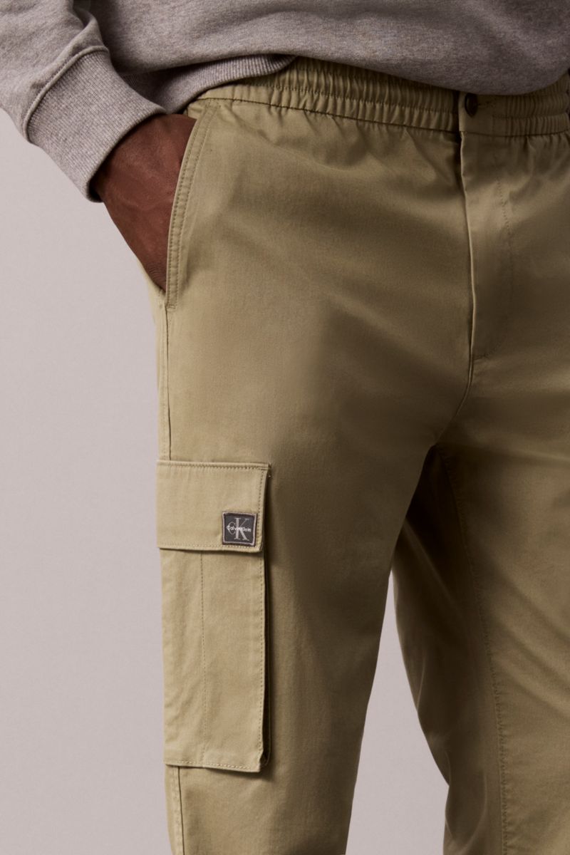 Calvin Klein 608G Skinny Fit Comfort Cotton Cargo Trousers Deep Lichen Green