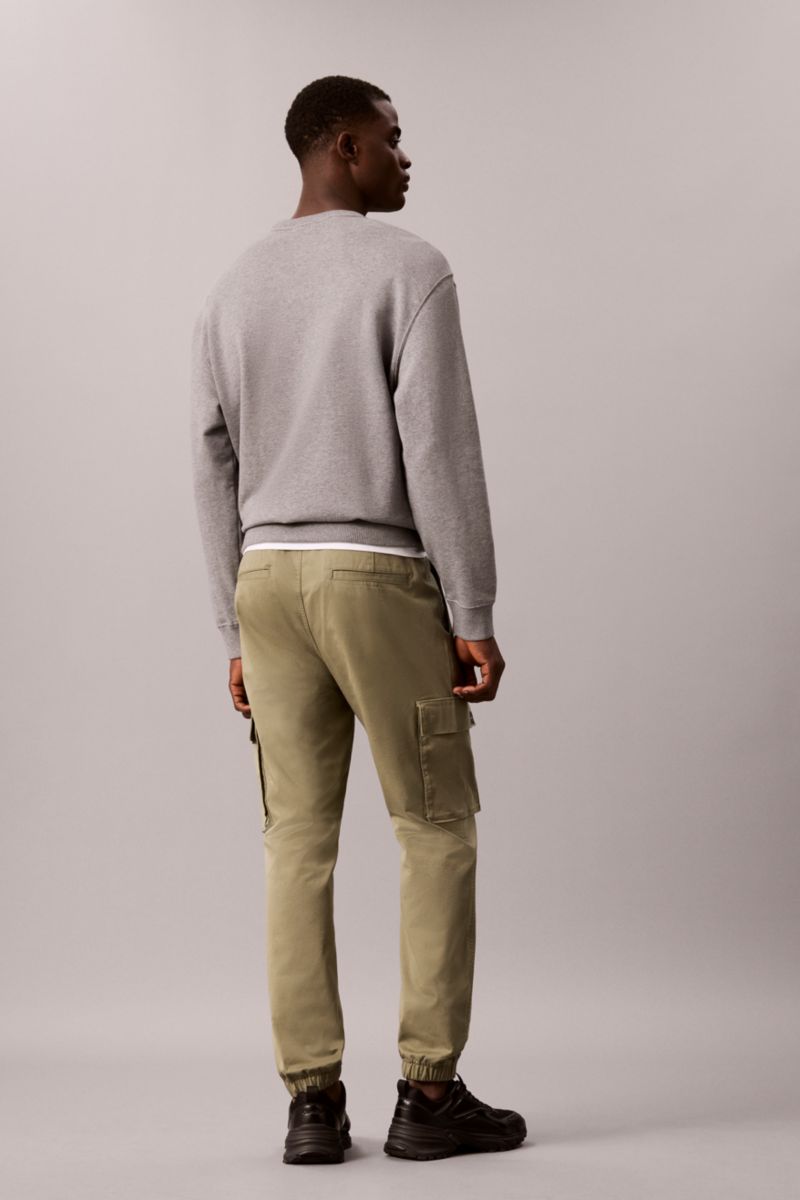 Calvin Klein 608G Skinny Fit Comfort Cotton Cargo Trousers Deep Lichen Green