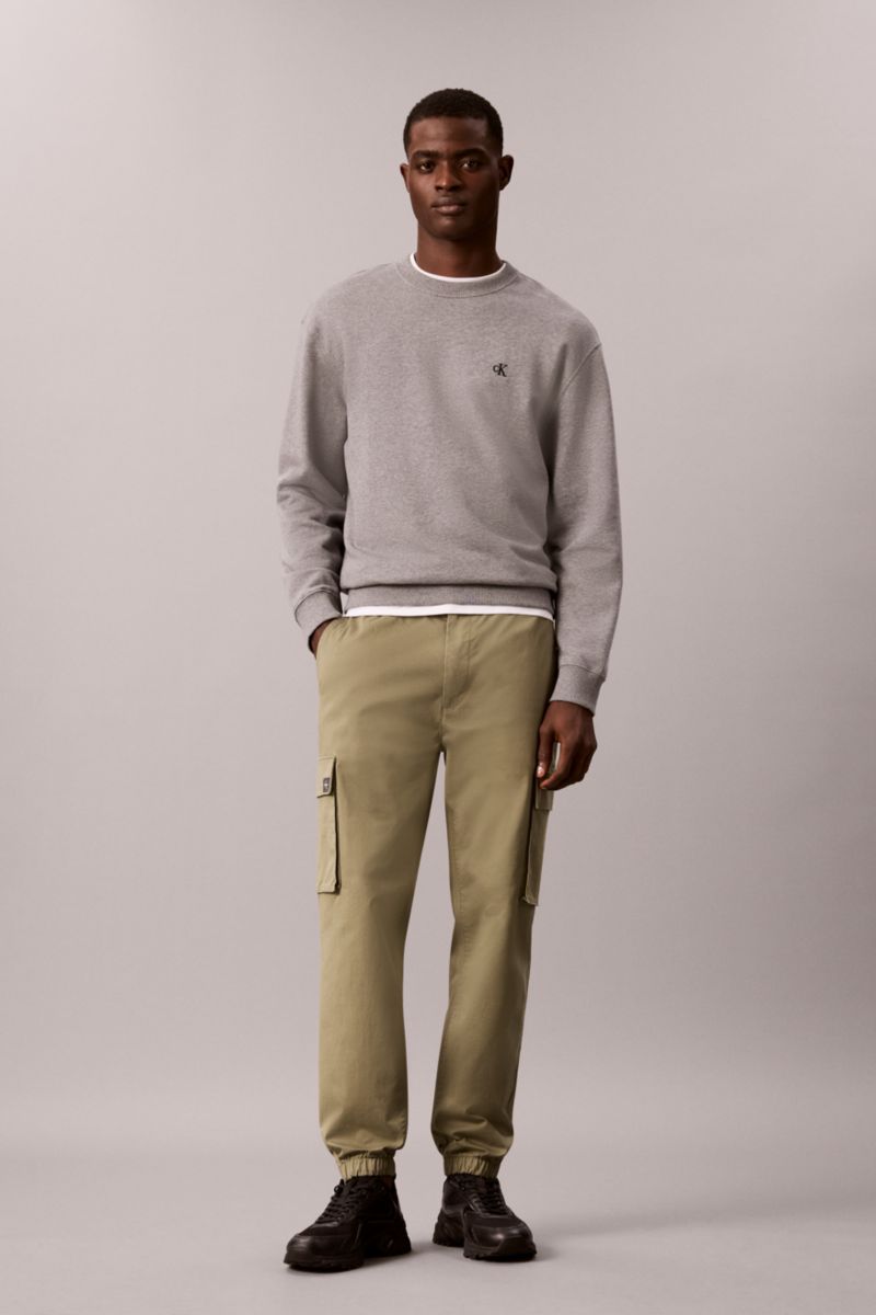 Calvin Klein 608G Skinny Fit Comfort Cotton Cargo Trousers Deep Lichen Green