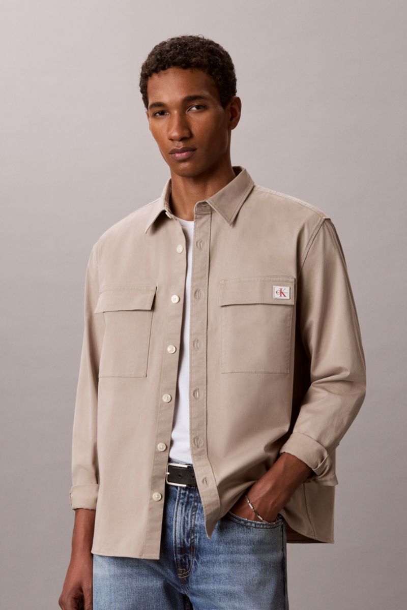 Calvin Klein 123G Comfort Cotton Overshirt Vintage Khaki