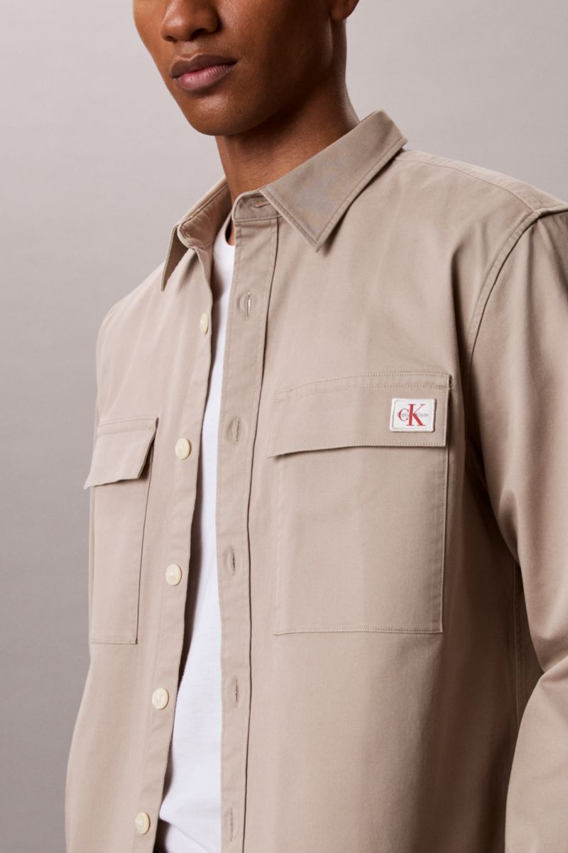 Calvin Klein 123G Comfort Cotton Overshirt Vintage Khaki