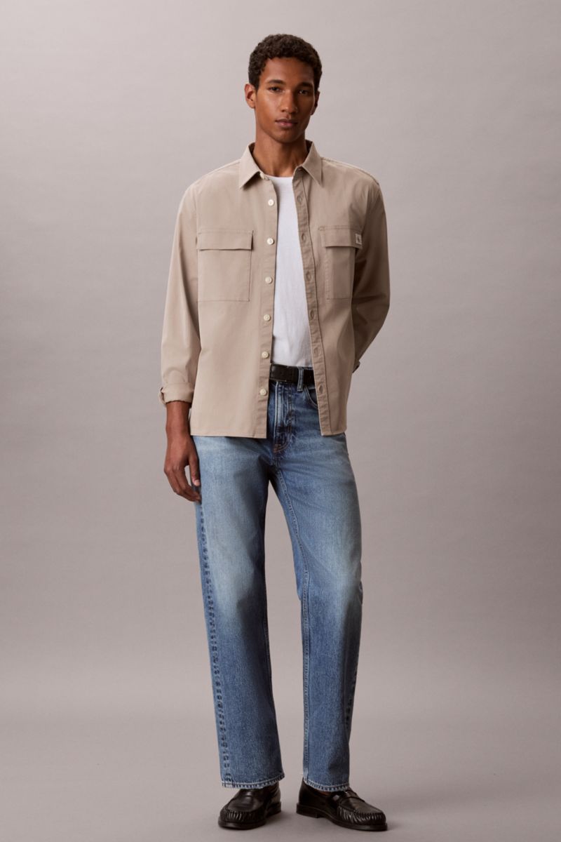 Calvin Klein 123G Comfort Cotton Overshirt Vintage Khaki