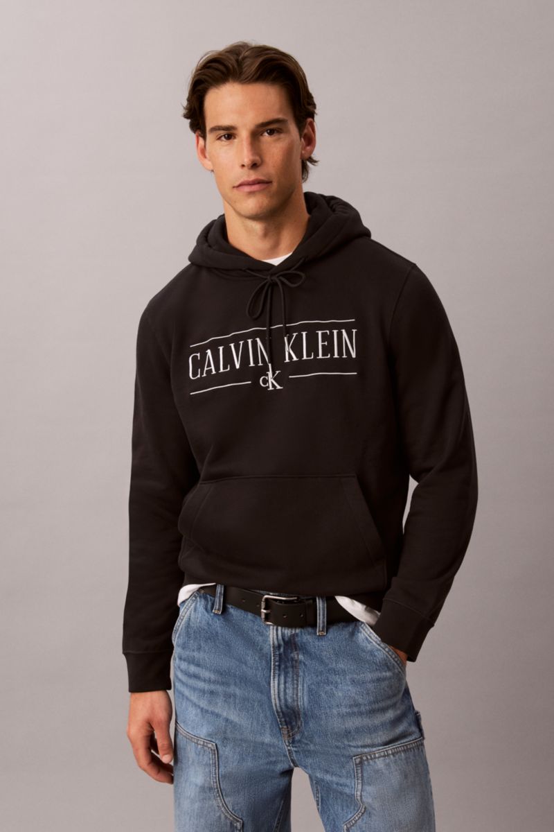 Calvin Klein 238G 350 Fleece Varsity Logo Hoodie Black