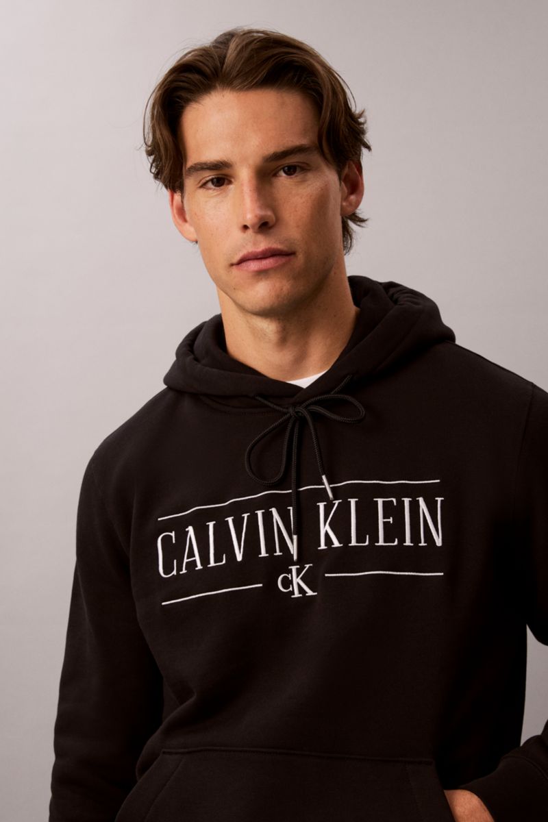 Calvin Klein 238G 350 Fleece Varsity Logo Hoodie Black