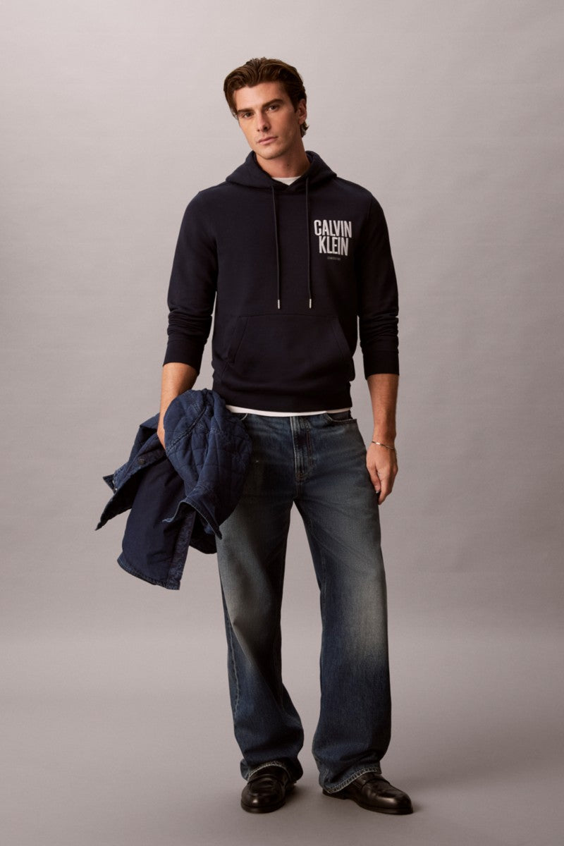 Calvin Klein 247G 350 Fleece Bold Logo Hoodie Dark Sapphire — view 3
