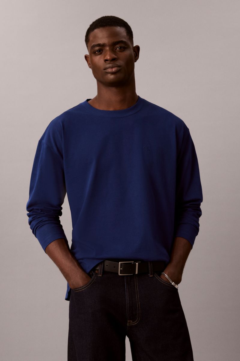 Calvin Klein 843G Oversized Fit Long Sleeve T-Shirt Estate Blue