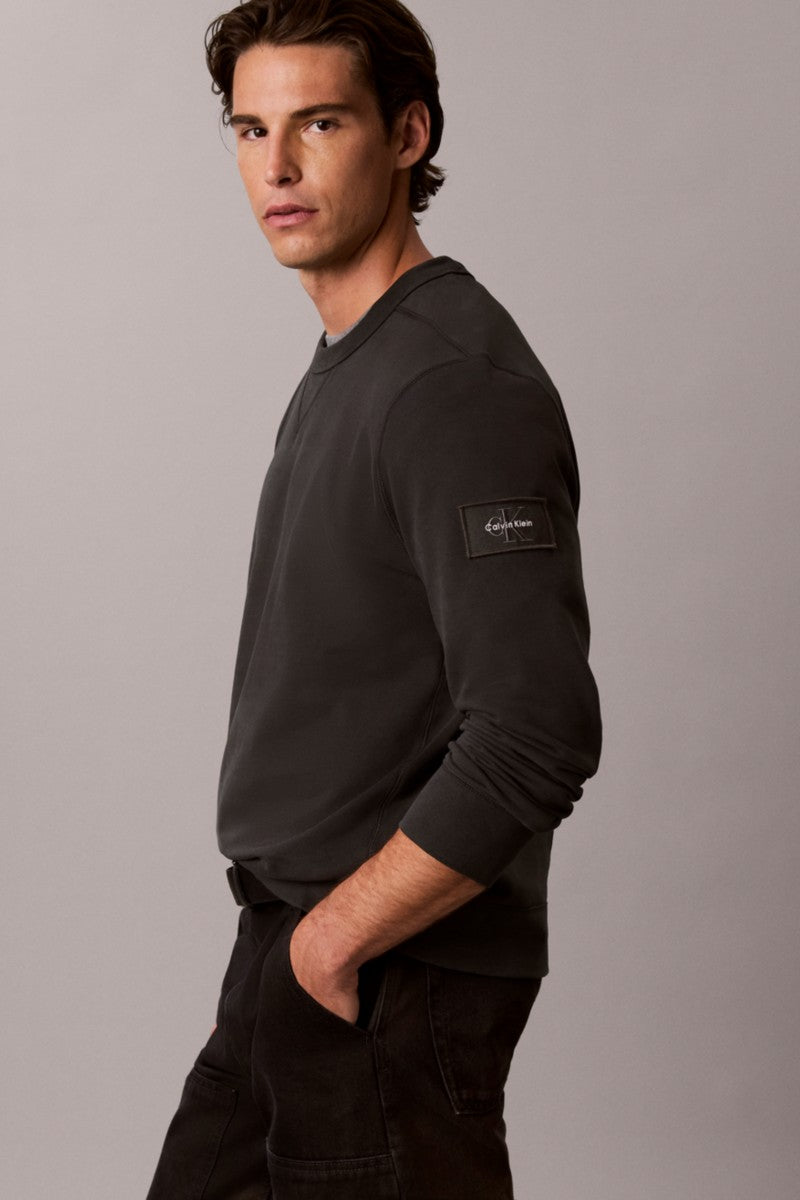 Calvin Klein 200G 350 Terry Badge Crew Neck Sweatshirt Pirate Black — view 5