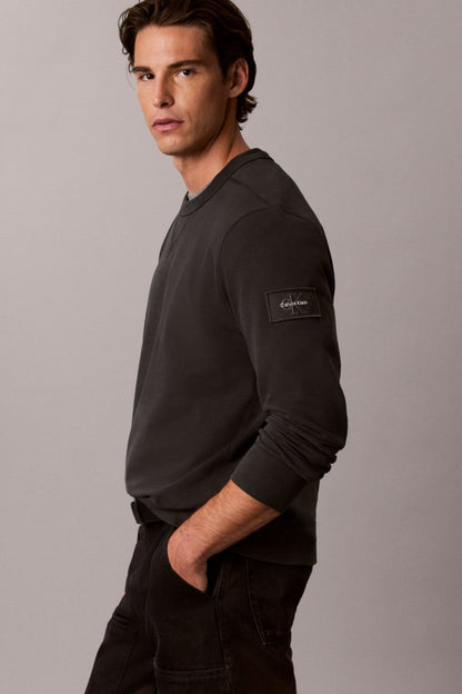 Calvin Klein 200G 350 Terry Badge Crew Neck Sweatshirt Pirate Black — view 5