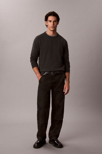 Calvin Klein 200G 350 Terry Badge Crew Neck Sweatshirt Pirate Black