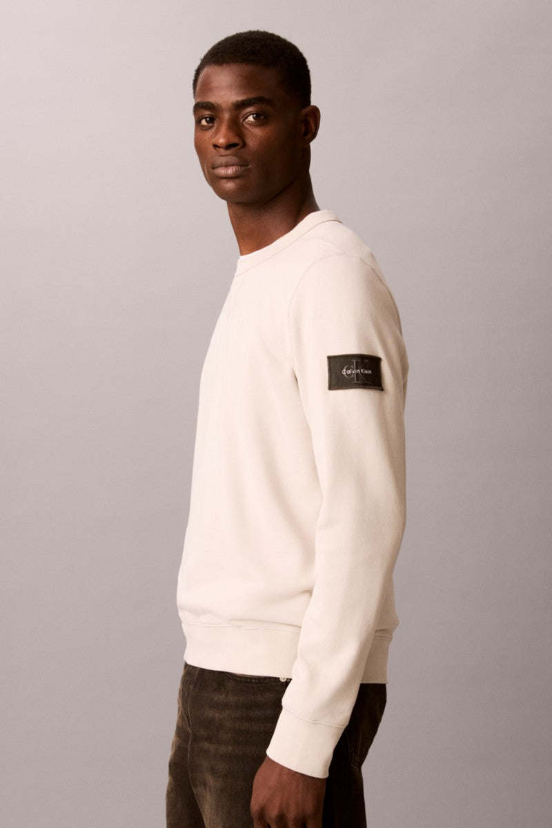 Calvin Klein 200G 350 Terry Badge Crew Neck Sweatshirt Moonstruck