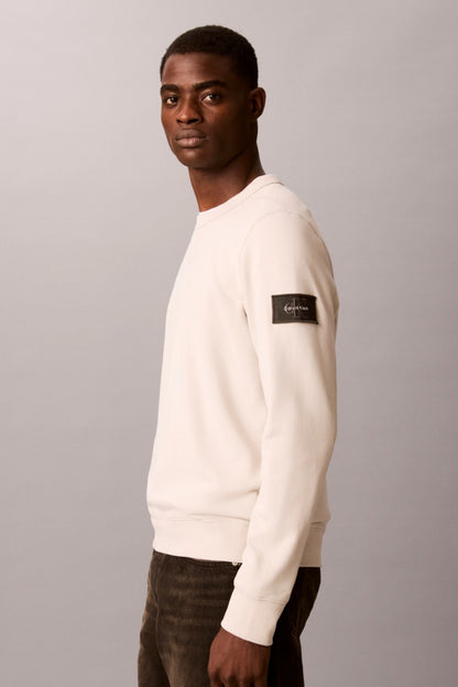Calvin Klein 200G 350 Terry Badge Crew Neck Sweatshirt Moonstruck