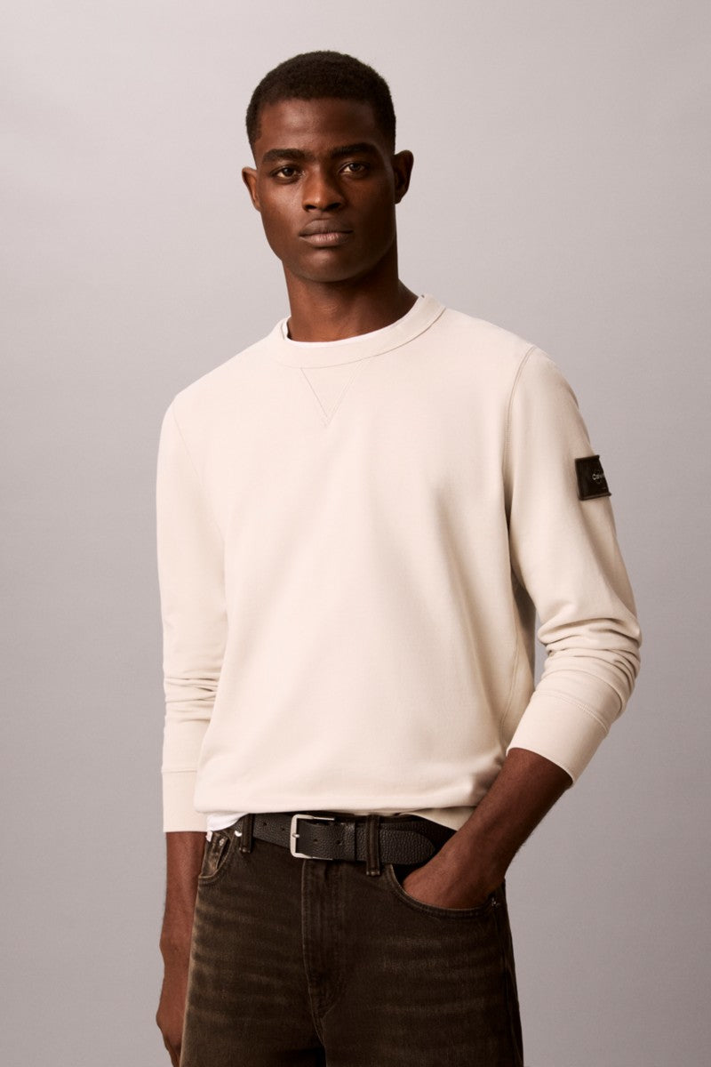 Calvin Klein 200G 350 Terry Badge Crew Neck Sweatshirt Moonstruck
