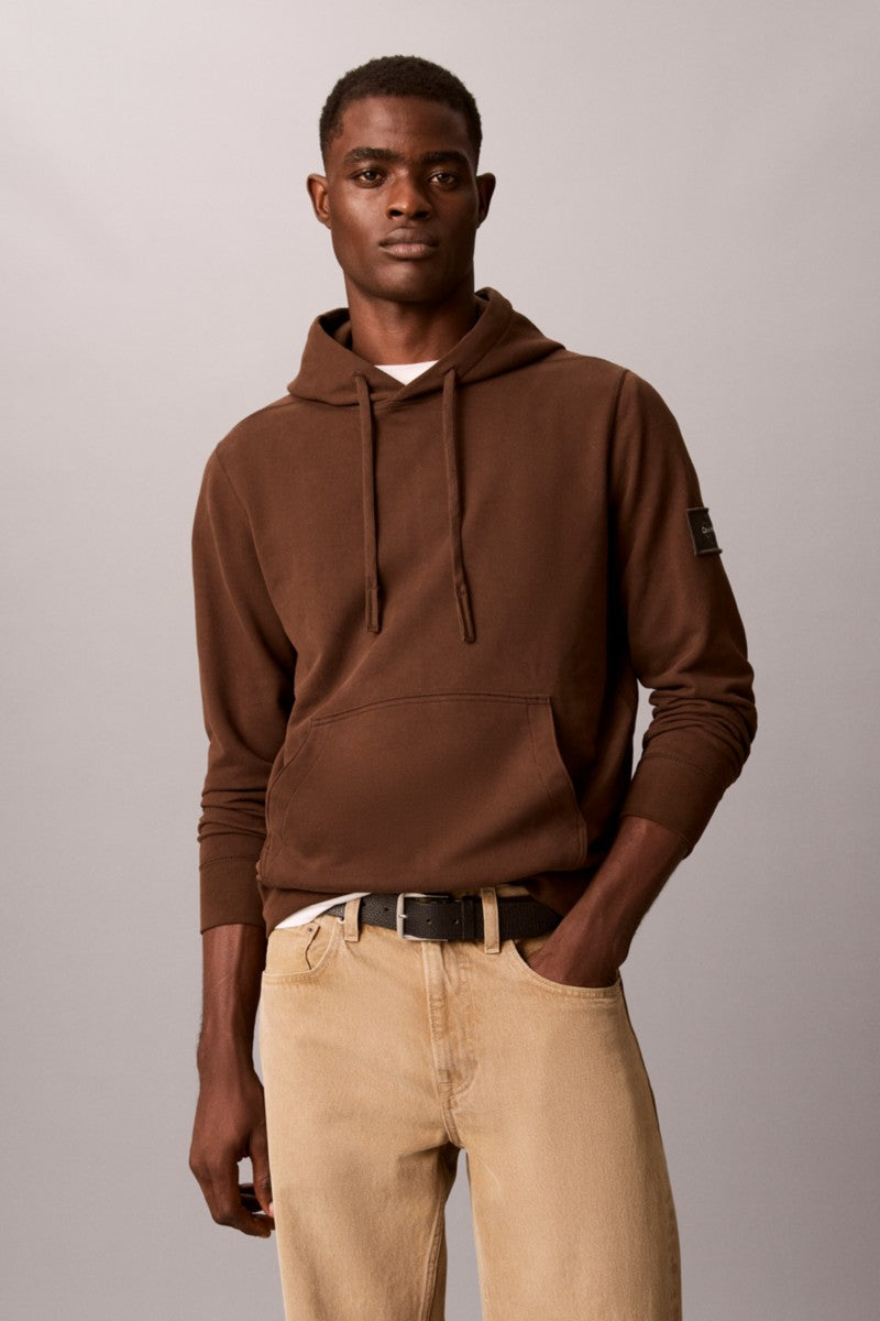 Calvin Klein 201G 350 Terry Badge Hoodie Brown Cork