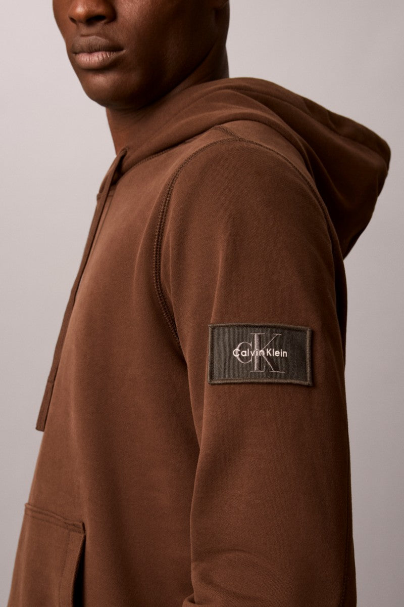Calvin Klein 201G 350 Terry Badge Hoodie Brown Cork
