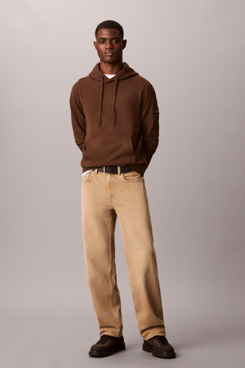 Calvin Klein 201G 350 Terry Badge Hoodie Brown Cork