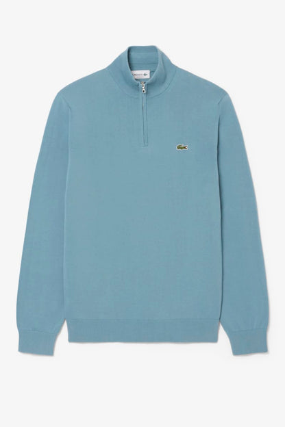 Lacoste AH1980 Regular Fit Zip Neck Cotton Jumper Blue