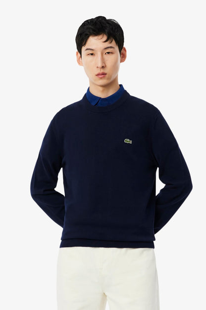 Lacoste AH1985 Regular Fit Organic Cotton Crew Neck Jumper Navy