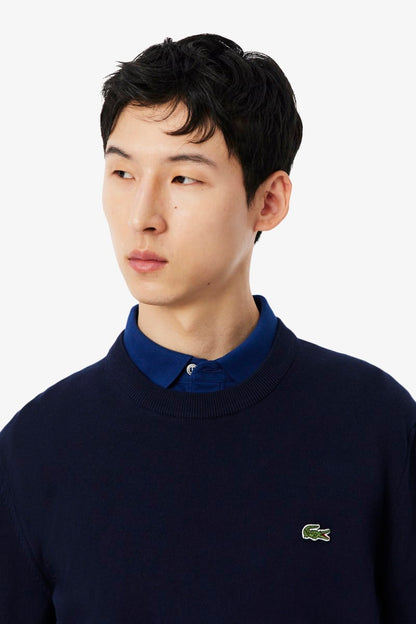 Lacoste AH1985 Regular Fit Organic Cotton Crew Neck Jumper Navy