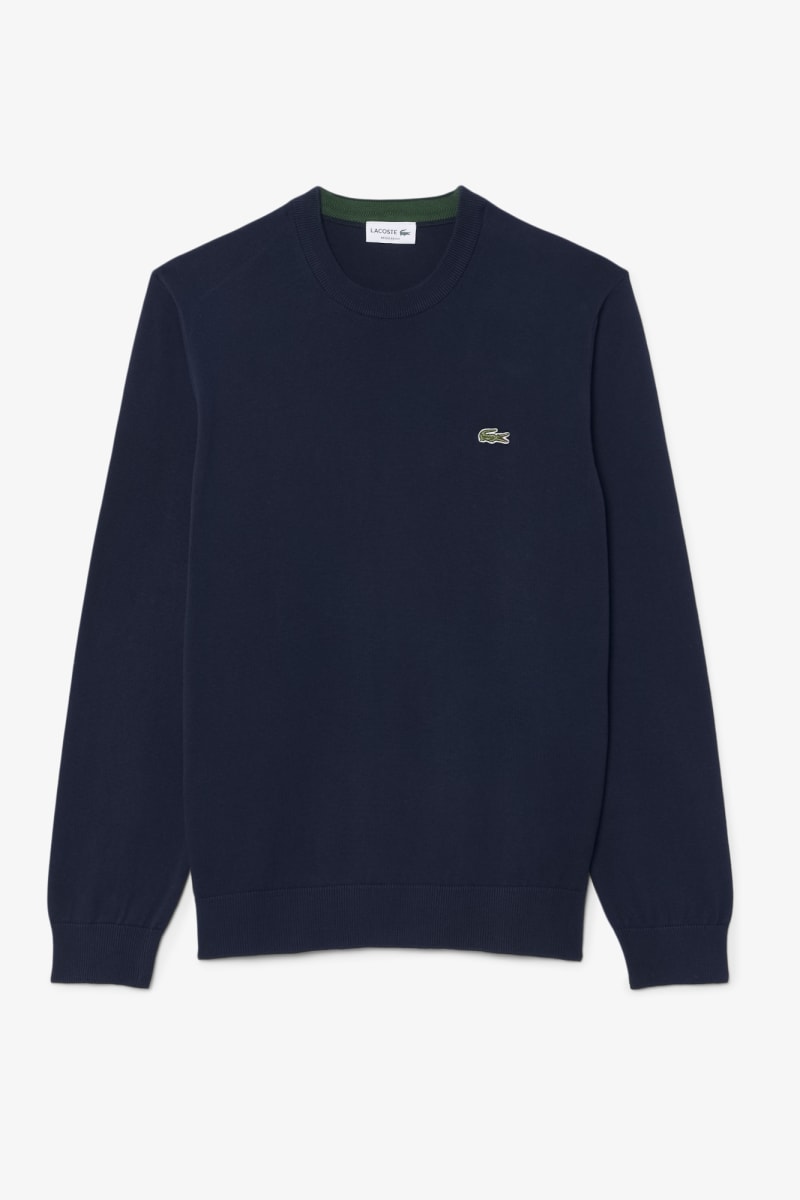Lacoste AH1985 Regular Fit Organic Cotton Crew Neck Jumper Navy