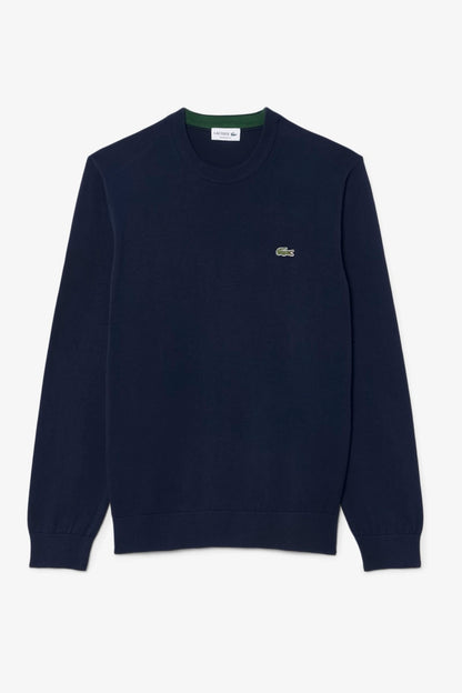 Lacoste AH1985 Regular Fit Organic Cotton Crew Neck Jumper Navy