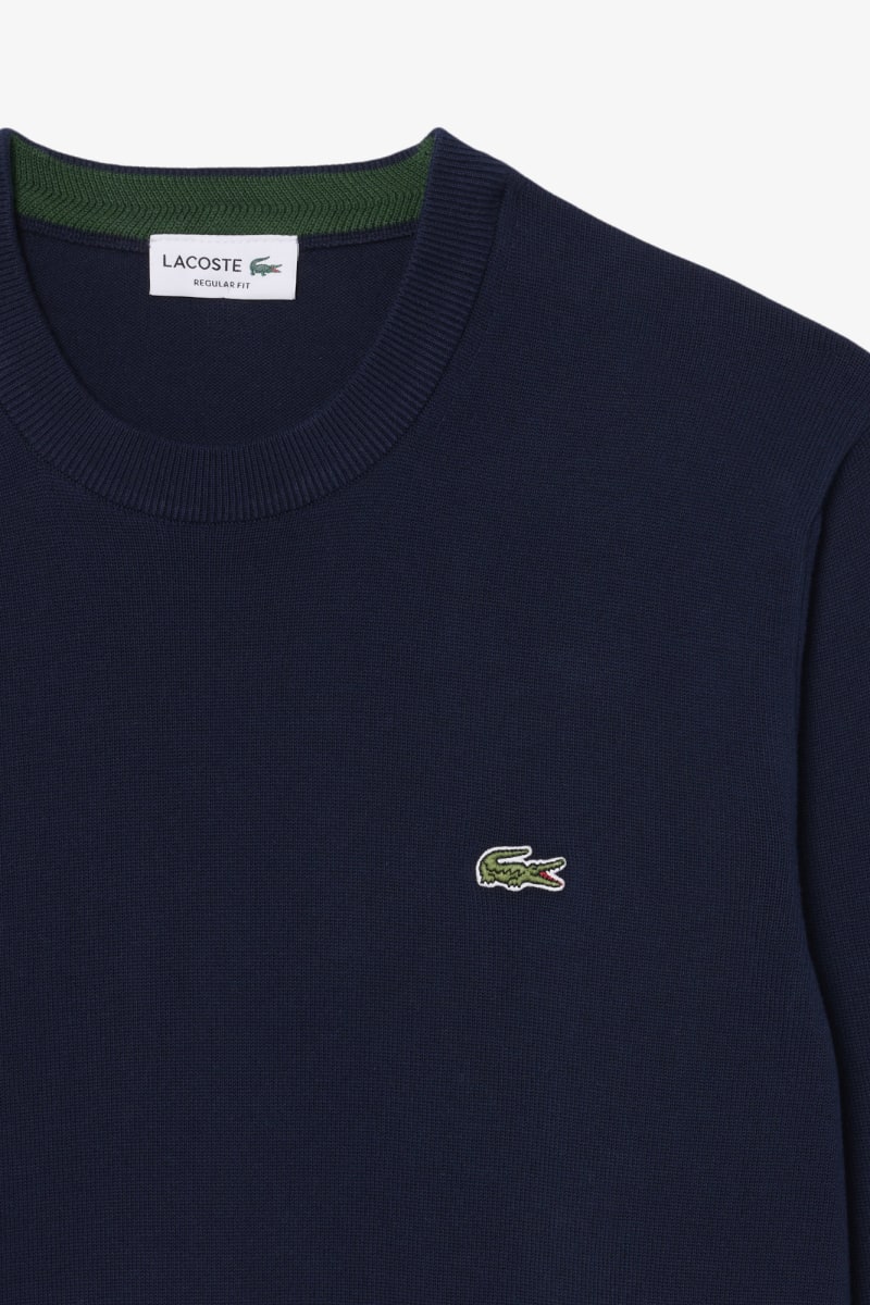 Lacoste AH1985 Regular Fit Organic Cotton Crew Neck Jumper Navy
