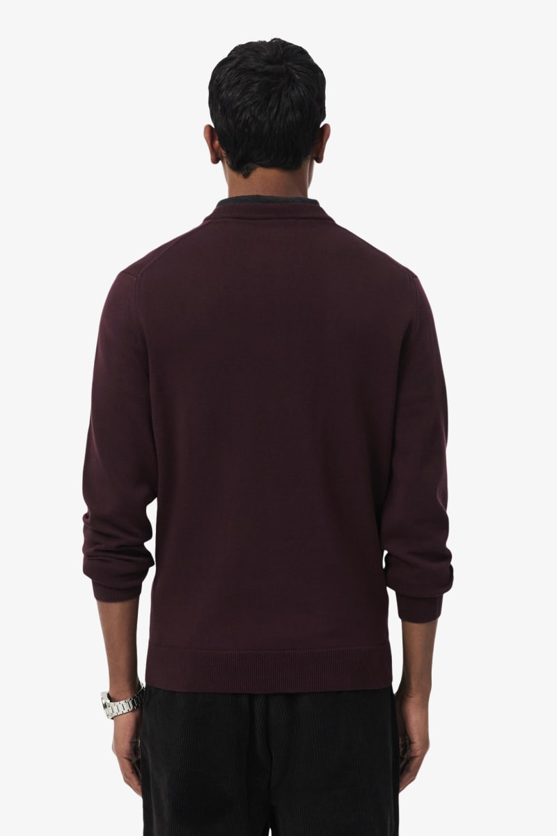 Lacoste AH1985 Regular Fit Organic Cotton Crew Neck Jumper Wine