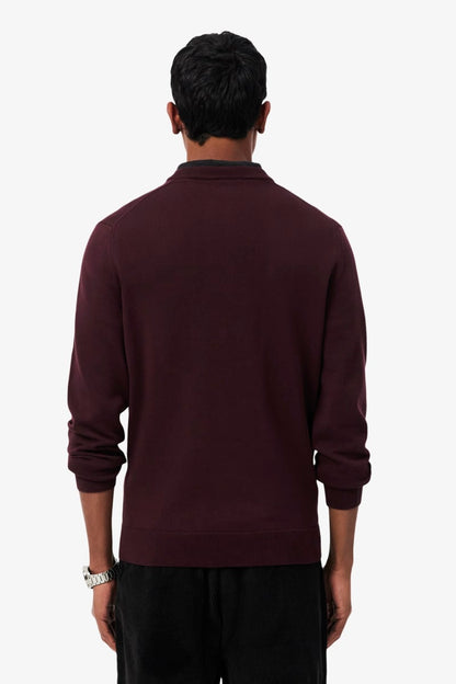 Lacoste AH1985 Regular Fit Organic Cotton Crew Neck Jumper Wine