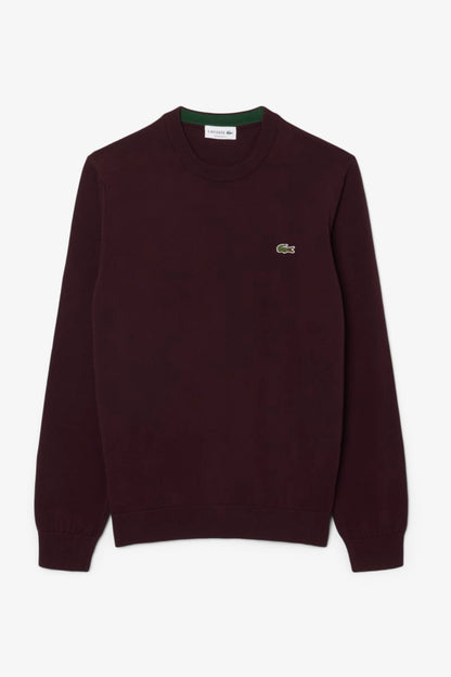 Lacoste AH1985 Regular Fit Organic Cotton Crew Neck Jumper Wine