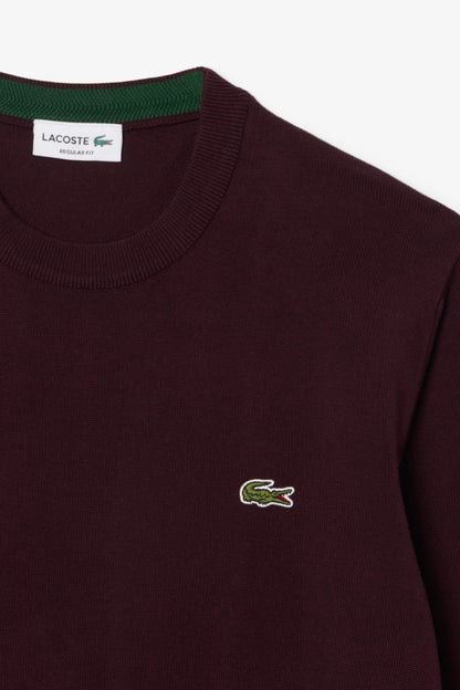 Lacoste AH1985 Regular Fit Organic Cotton Crew Neck Jumper Wine