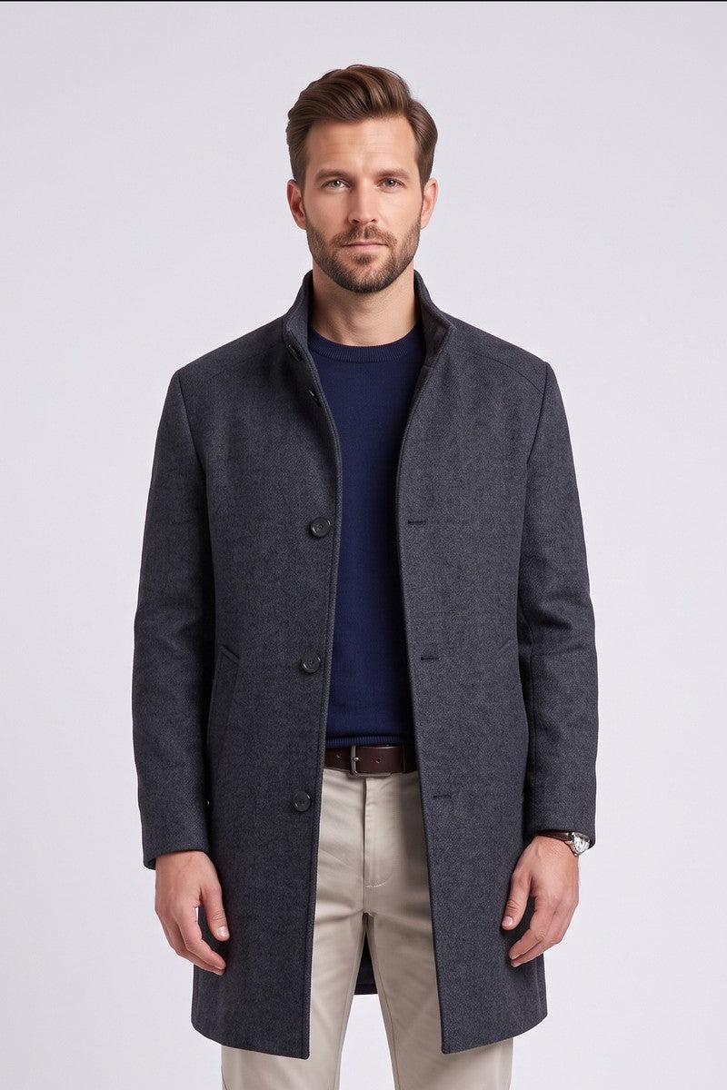 Bugatti 24201 Wool Blend Overcoat Navy