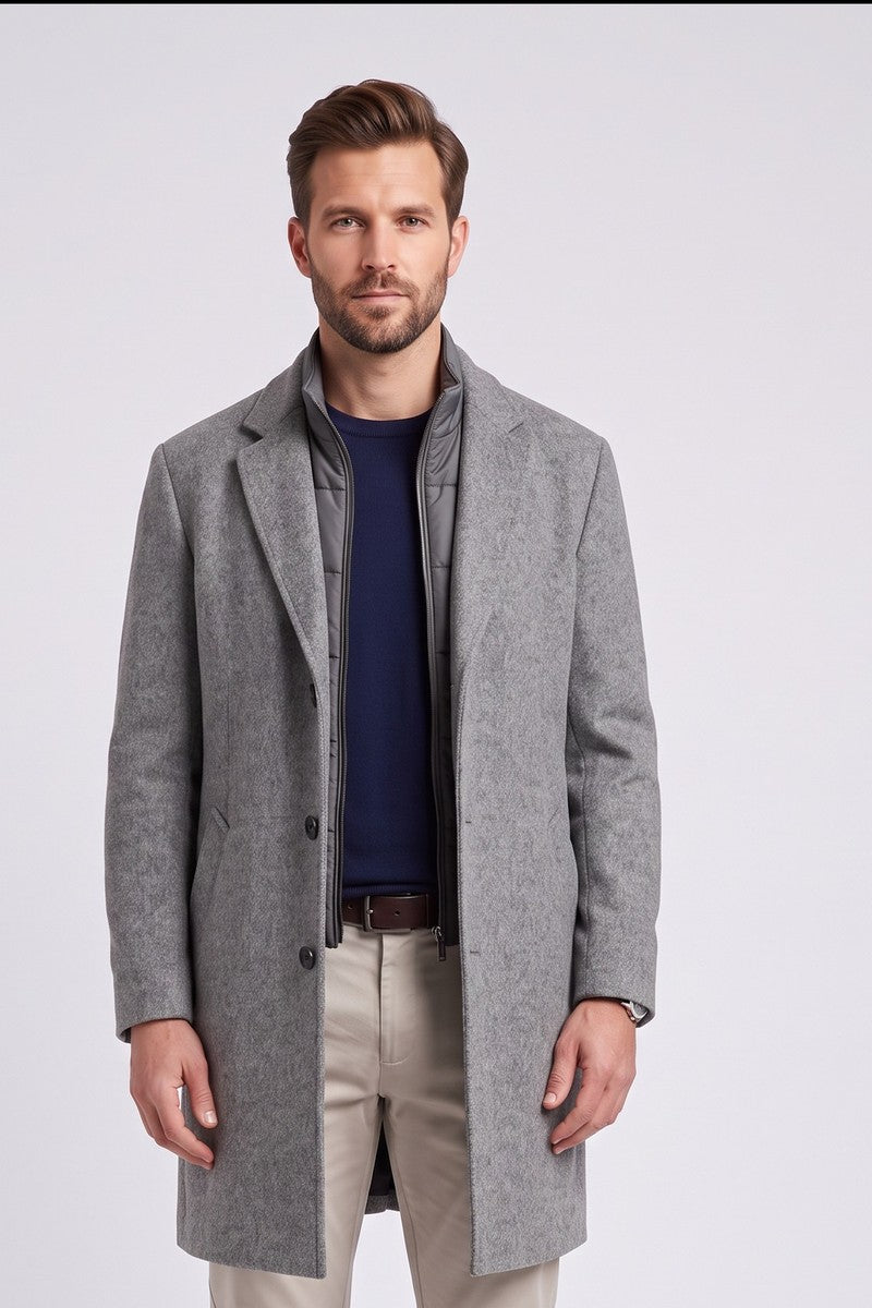 Bugatti 24203 Wool Blend Overcoat Grey