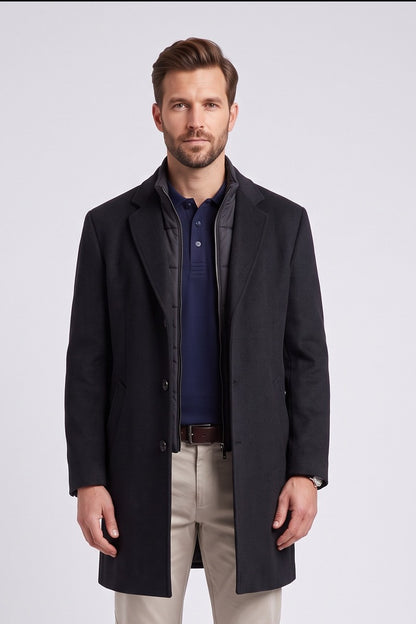 Bugatti 24203 Wool Blend Overcoat Navy