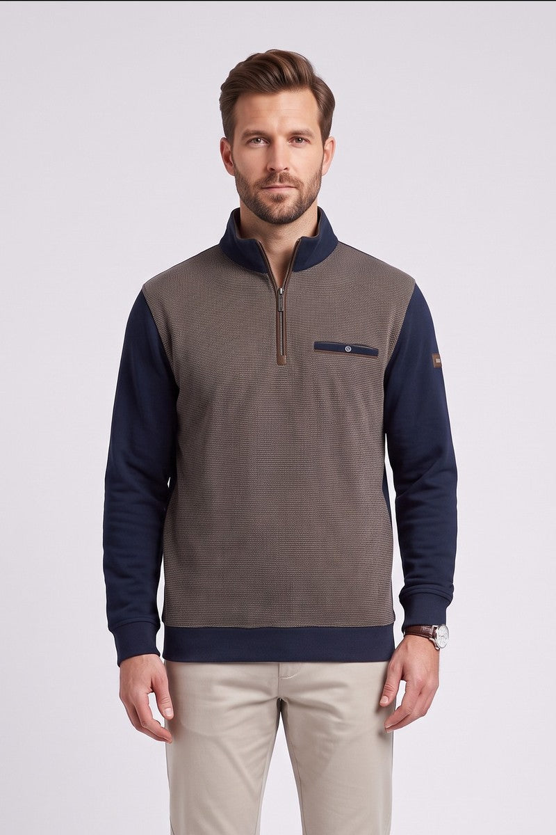 Bugatti 25058F Half Zip Sweatshirt Taupe