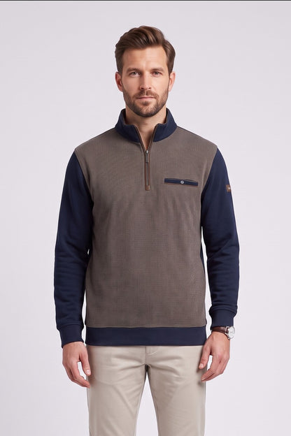 Bugatti 25058F Half Zip Sweatshirt Taupe