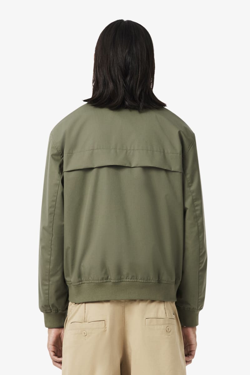 Lacoste BH1349 Water-Repellent Twill Harrington Jacket Khaki Green — view 3