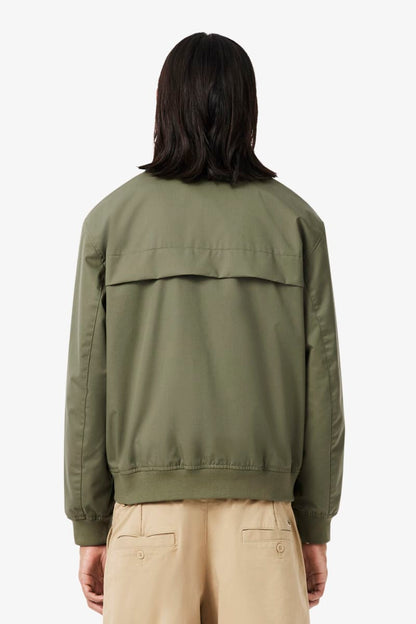 Lacoste BH1349 Water-Repellent Twill Harrington Jacket Khaki Green — view 3