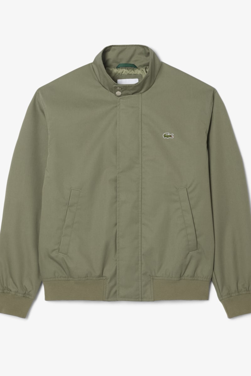 Lacoste BH1349 Water-Repellent Twill Harrington Jacket Khaki Green — view 4