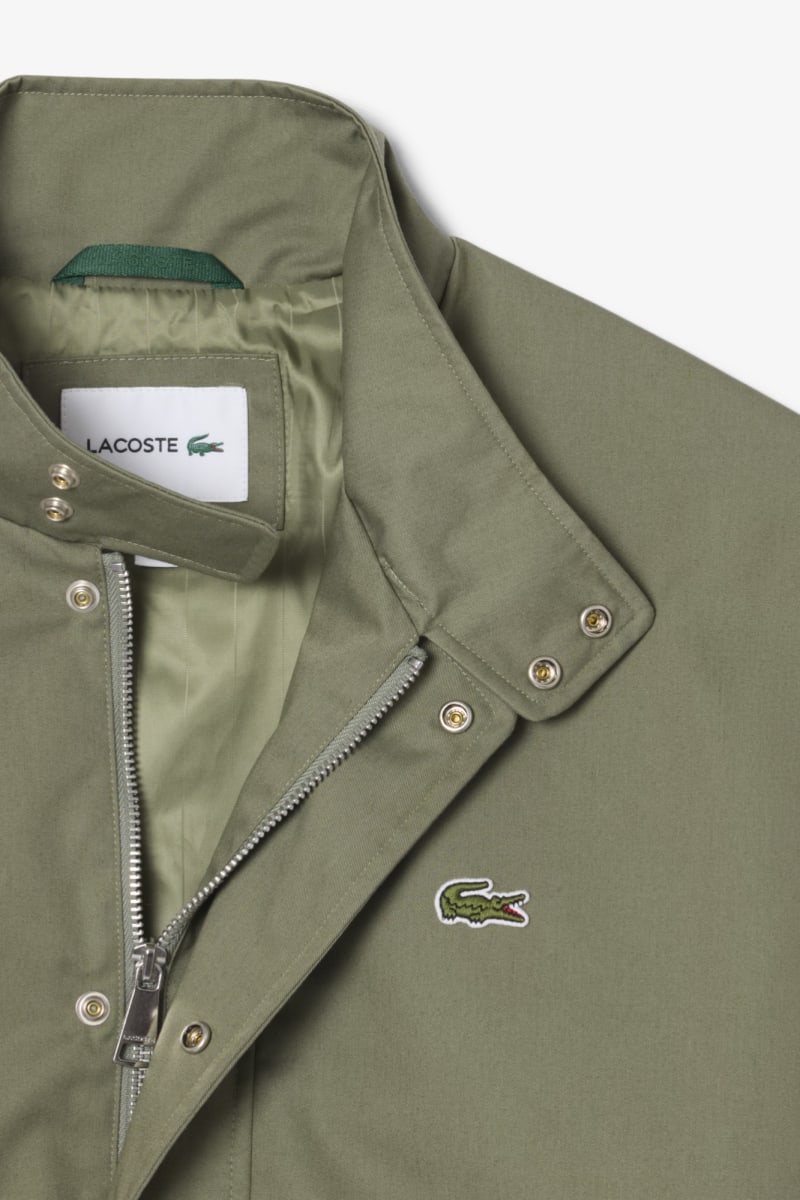 Lacoste BH1349 Water-Repellent Twill Harrington Jacket Khaki Green — view 5