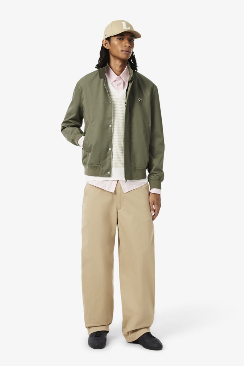 Lacoste BH1349 Water-Repellent Twill Harrington Jacket Khaki Green — view 6