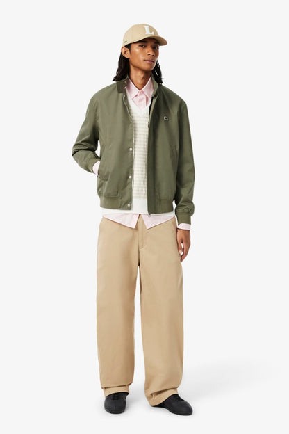 Lacoste BH1349 Water-Repellent Twill Harrington Jacket Khaki Green — view 6