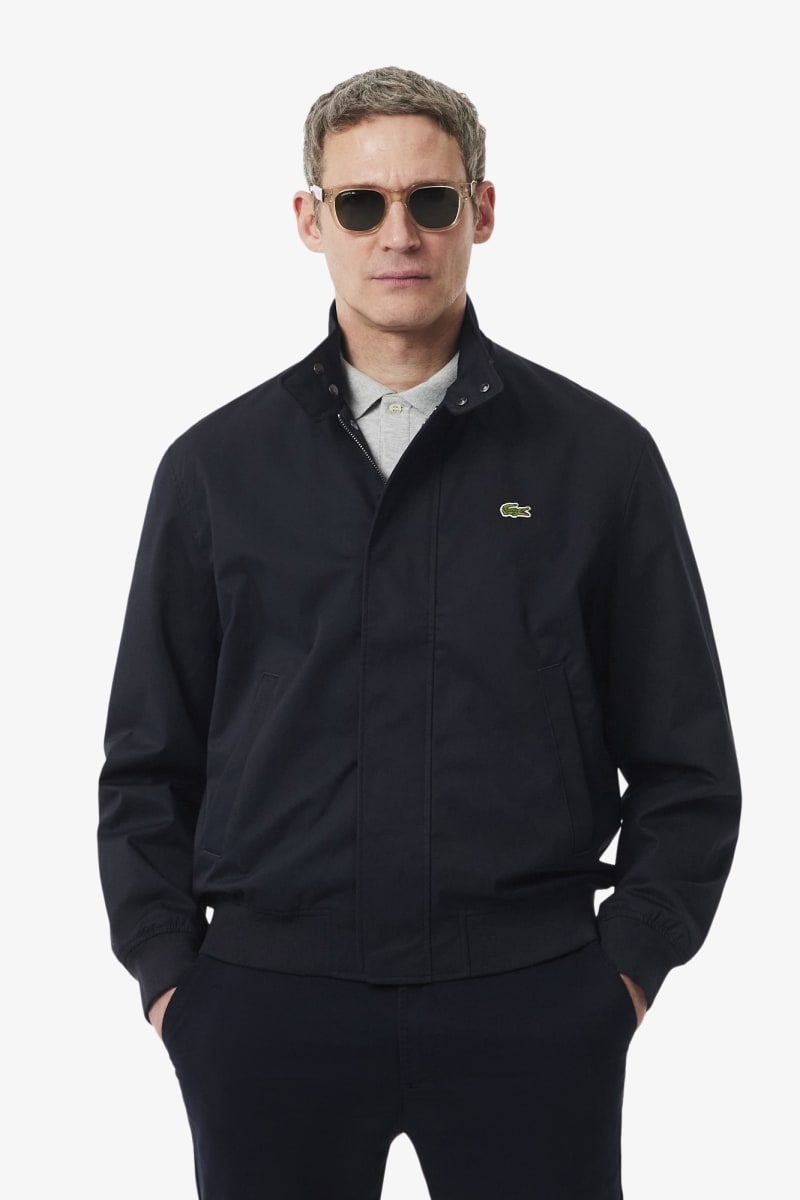 Lacoste BH1349 Water-Repellent Twill Harrington Jacket Navy