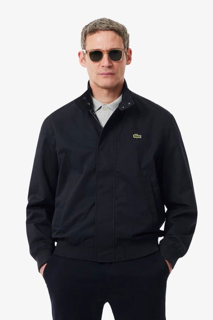 Lacoste BH1349 Water-Repellent Twill Harrington Jacket Navy