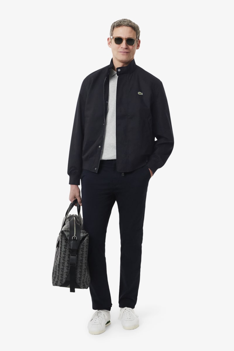 Lacoste BH1349 Water-Repellent Twill Harrington Jacket Navy — view 6