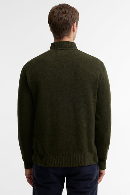 Barbour MKN0339 Essential Regular Fit Lambswool Quarter Zip Jumper Seaweed