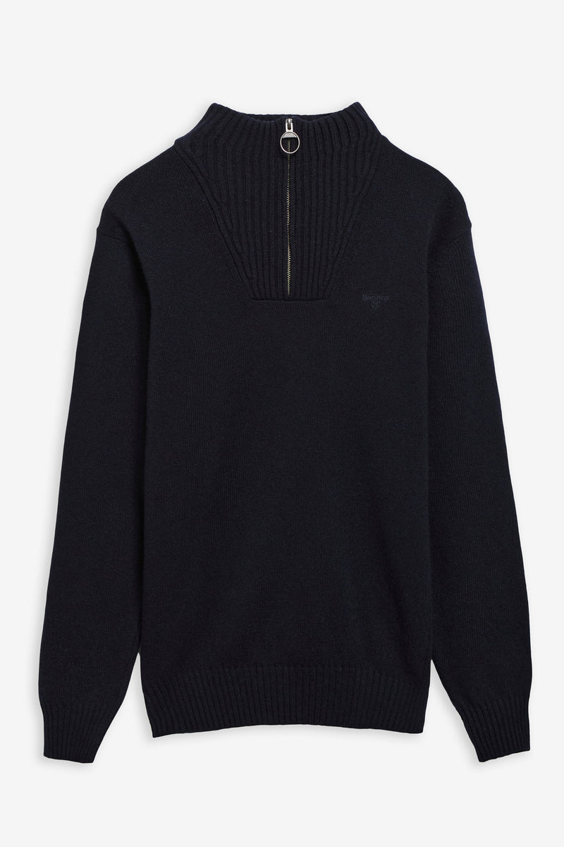 Barbour MKN0339 Essential Regular Fit Lambswool Quarter Zip Jumper Navy