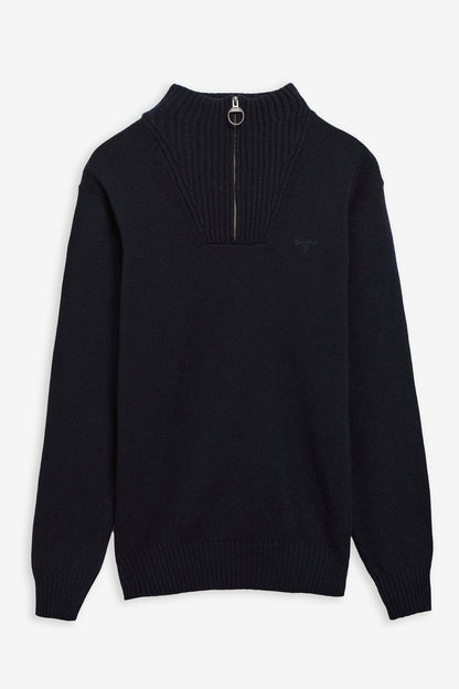 Barbour MKN0339 Essential Regular Fit Lambswool Quarter Zip Jumper Navy