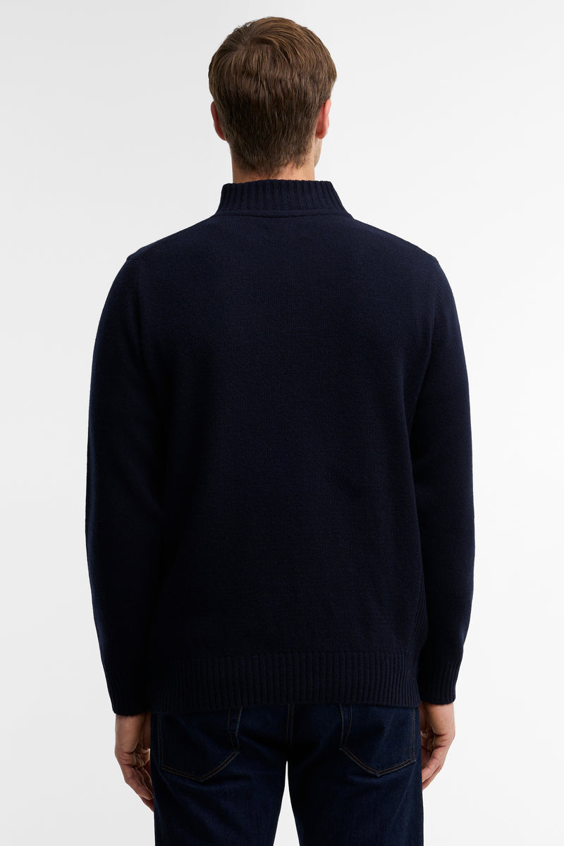 Barbour MKN0339 Essential Regular Fit Lambswool Quarter Zip Jumper Navy