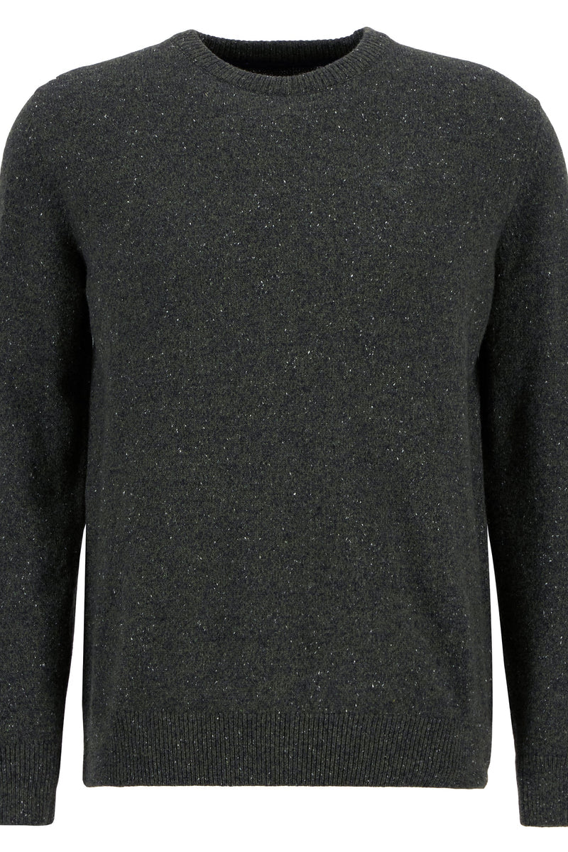 Barbour MKN0844 Essential Tisbury Regular Fit Wool Blend Crew Neck Jumper Dark Seaweed