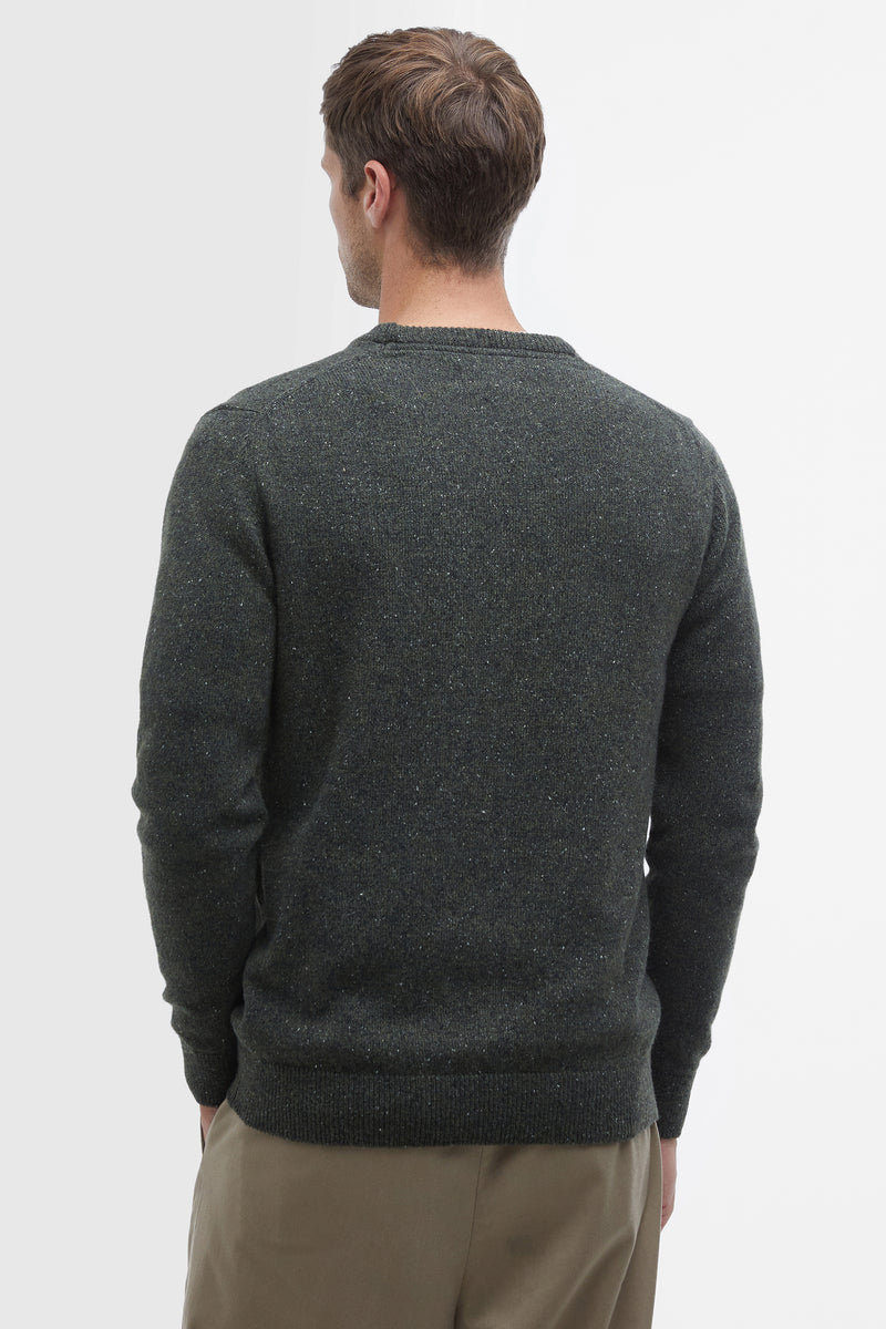 Barbour MKN0844 Essential Tisbury Regular Fit Wool Blend Crew Neck Jumper Dark Seaweed