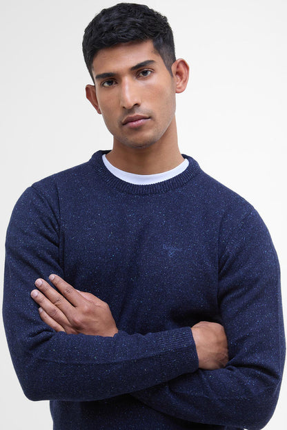 Barbour MKN0844 Essential Tisbury Regular Fit Wool Blend Crew Neck Jumper Navy